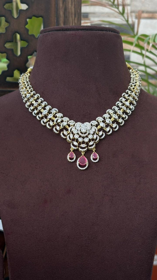 DIAMOND LOOKALIKE NECKSET (RUBY)