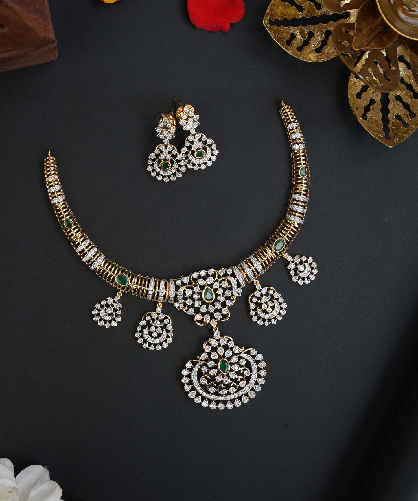 GOLD LOOKALIKE NECKSET (GREEN)