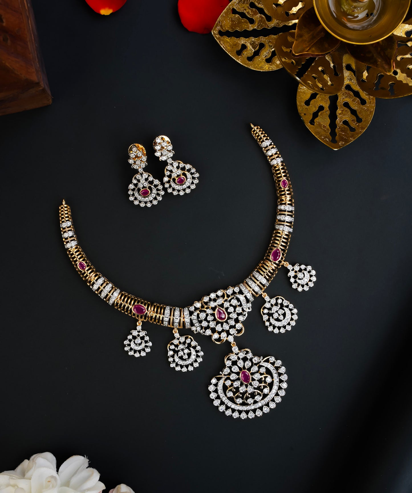 GOLD OOKALIKE NECKSET (PINK)