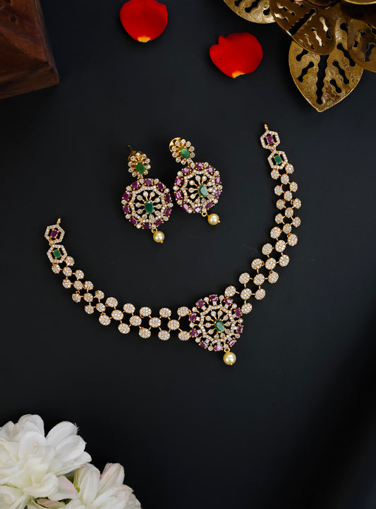 DIAMOND LOOKALIKE NECKSET (MULTI)