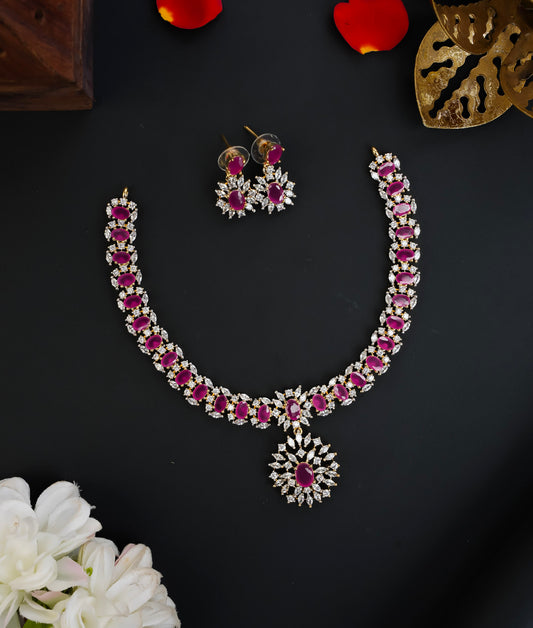 DIAMOND LOOKALIKE NECKSET (RUBY)