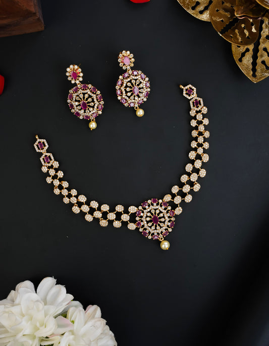 DIAMOND LOOKALIKE NECKSET (RUBY)