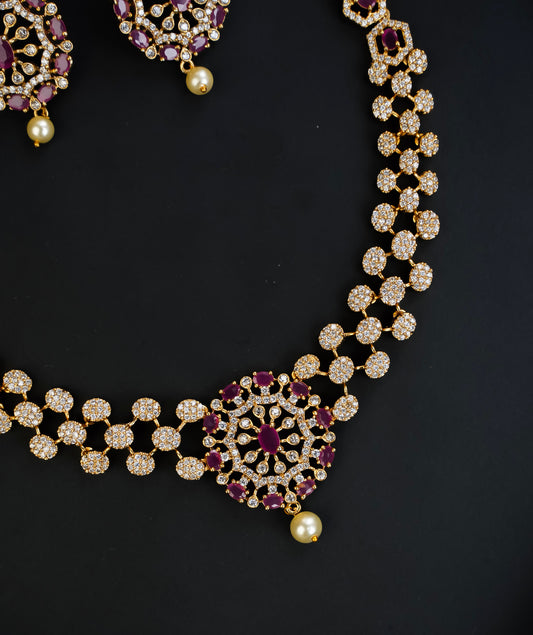 DIAMOND LOOKALIKE NECKSET (RUBY)