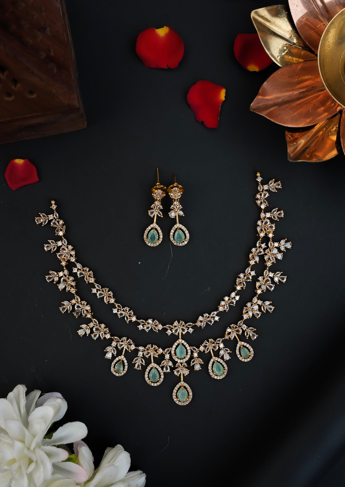 WATER DROP NECKSET (MINT GREEEN )