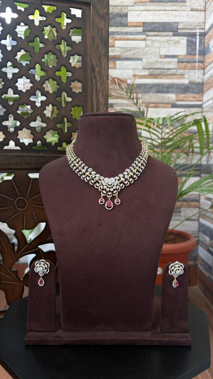DIAMOND LOOKALIKE  NECKSET (RUBY)