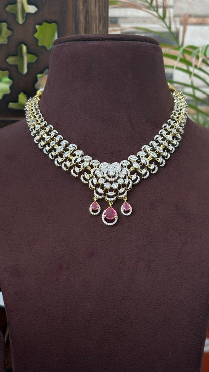DIAMOND LOOKALIKE  NECKSET (RUBY)