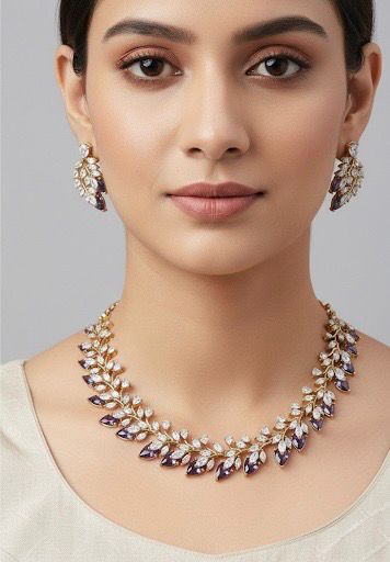 Diamond lookalike neckset (purple)