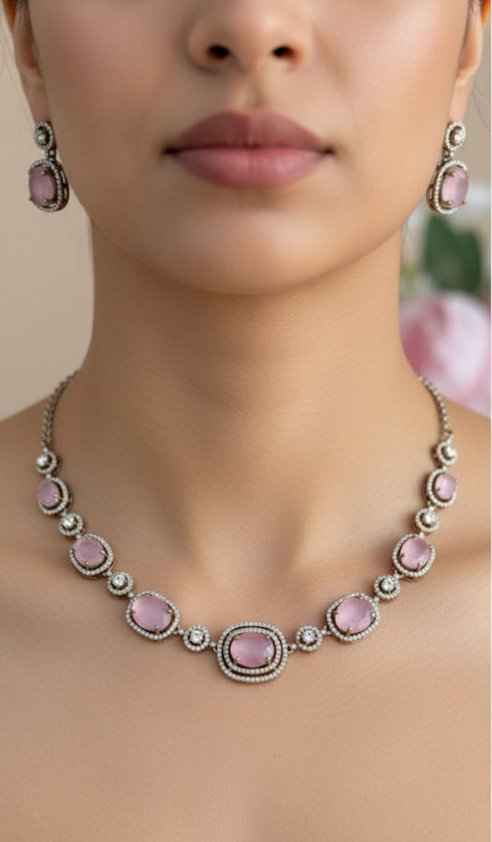 PARTY WEAR NECKSET (BABYPINK)