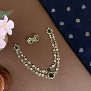 2 LAYERS MOISSANITE NECKSET (GREEN)