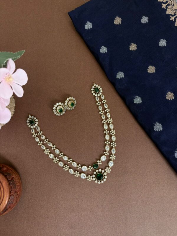 2 LAYERS MOISSANITE NECKSET (GREEN)