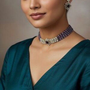 PURPLE BEADS STATEMENT CHOKER