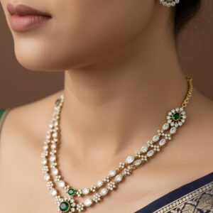 2 LAYERS MOISSANITE NECKSET (GREEN)