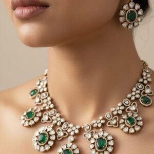 MOISSANITE NECKSET (GREEN)
